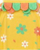 Yellow poncho towel for girls with floral print and hood Yellow poncho towel for girls with floral print and hood