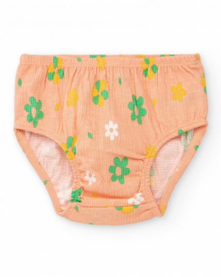 Girls' outfit with salmon blouse and yellow embroidered panties