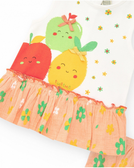 Girls' outfit with salmon blouse and yellow embroidered panties