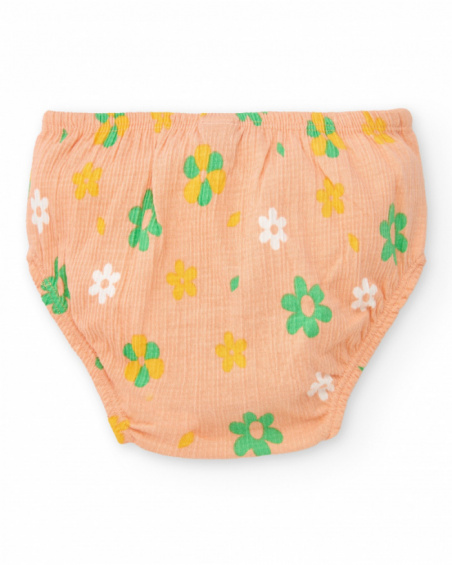 Girls' outfit with salmon blouse and yellow embroidered panties