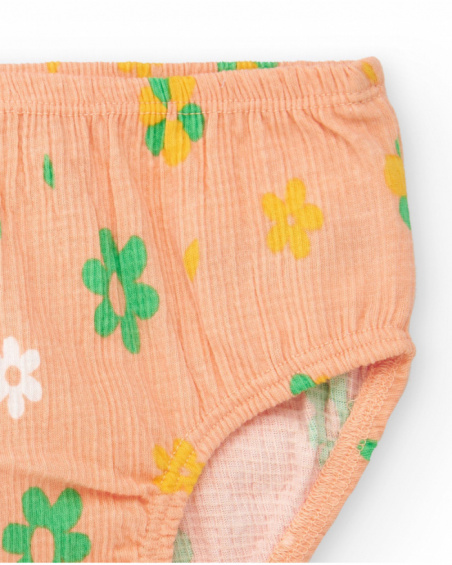 Girls' outfit with salmon blouse and yellow embroidered panties