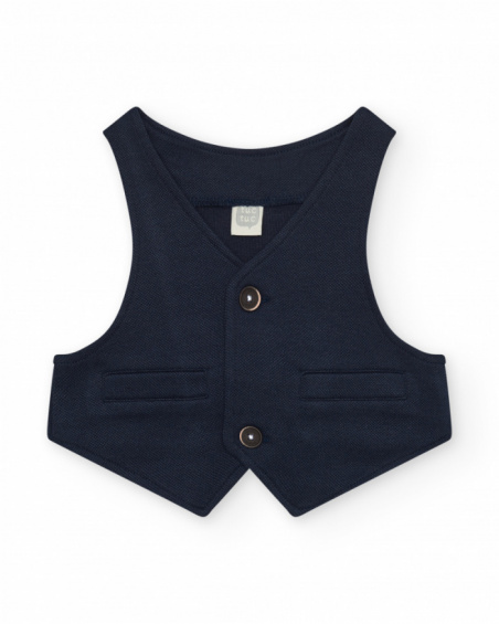 Chaleco azul marino para niño con botones y bolsillos