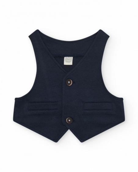 Chaleco azul marino para niño con botones y bolsillos