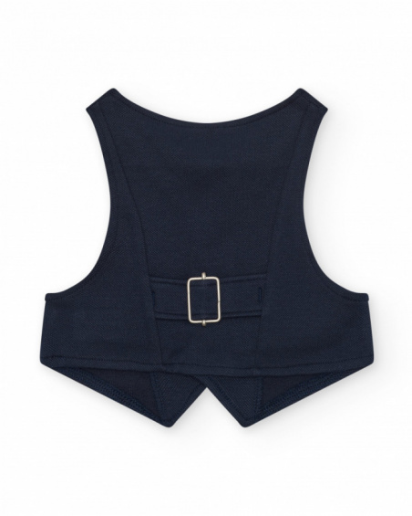 Navy blue vest for boys with buttons and decorative pockets