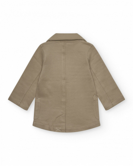 Beige blazer for boys with two-button closure and pockets