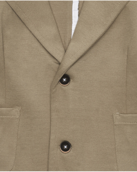 Beige blazer for boys with two-button closure and pockets