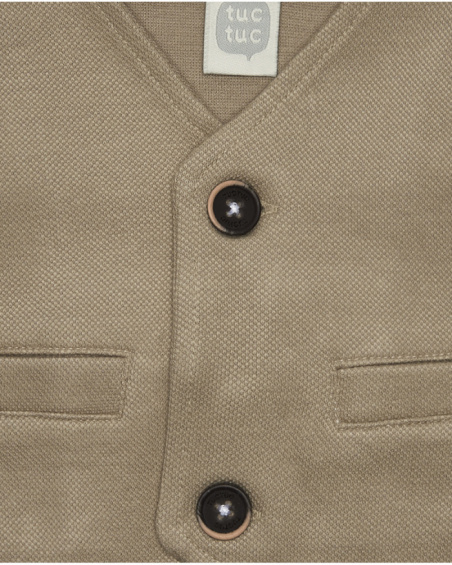 Beige vest for boys with buttons and decorative pockets
