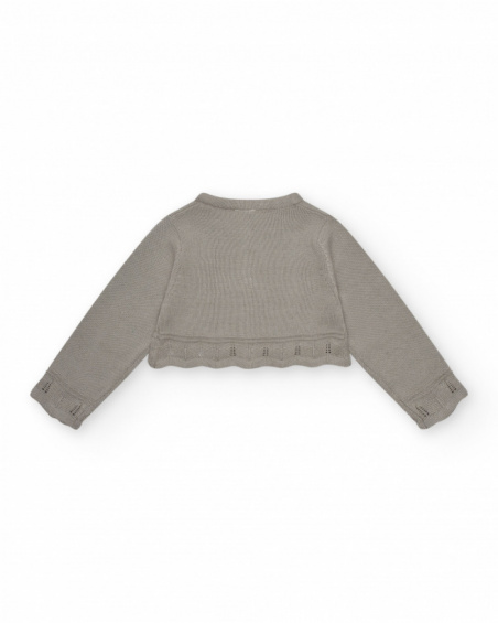 Beige knitted jacket for girls with shiny buttons