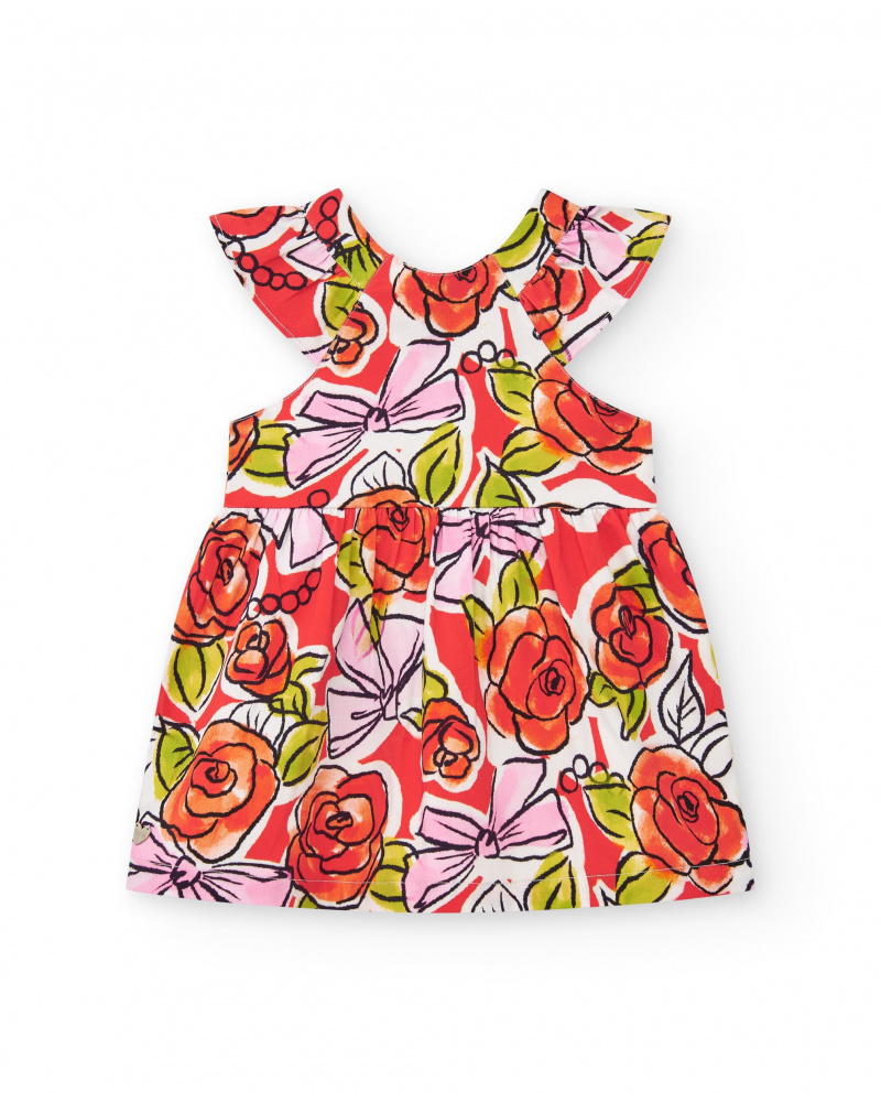 Multicolor floral dress for girls with ruffles
