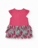 Fuchsia dress for girls with flower and tulle skirt