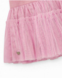 Pink tulle skirt for girls with heart-patterned waistband