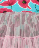 Blue floral dress for girls with tulle skirt