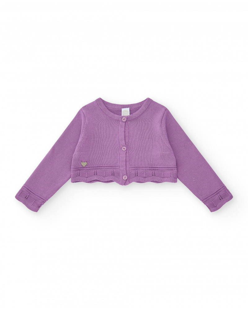 Lilac jacket for girls with buttons and details