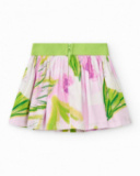 White skirt for girls with green and pink leaves