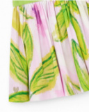 White skirt for girls with green and pink leaves