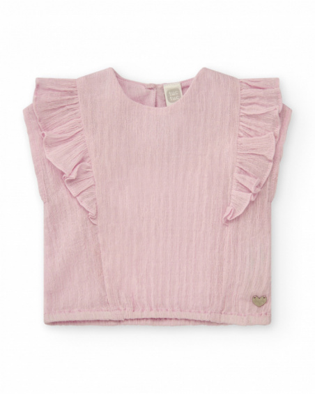 Light pink shirt for girls with ruffles