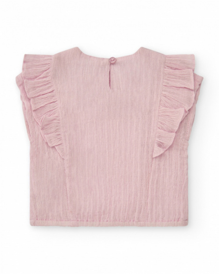 Light pink shirt for girls with ruffles
