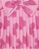Pink dress for girls with hearts and pleats