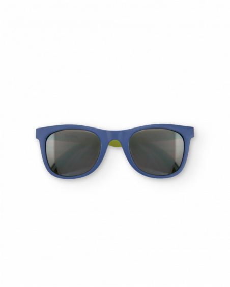 Navy blue sunglasses for boys with green temples