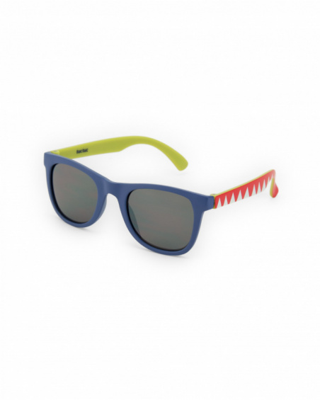 Navy blue sunglasses for boys with green temples