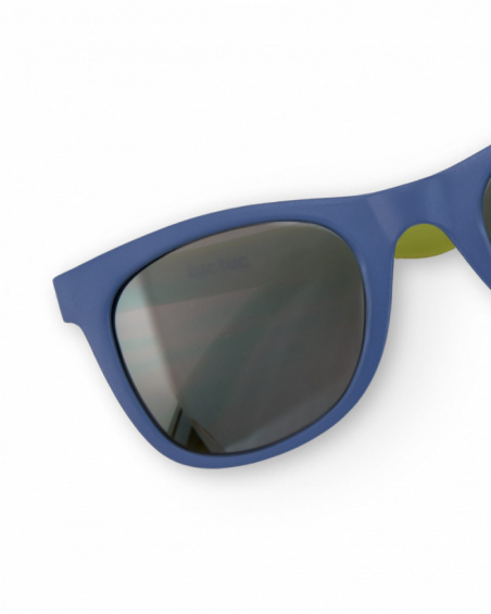Navy blue sunglasses for boys with green temples