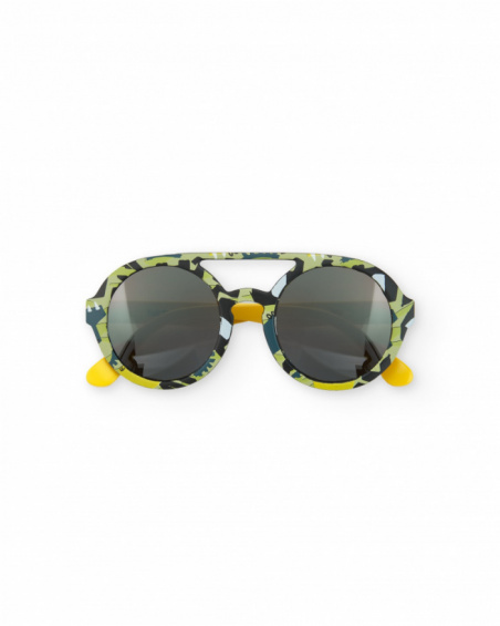 Green sunglasses for boys with camouflage print