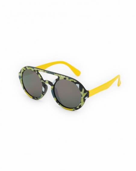 Green sunglasses for boys with camouflage print