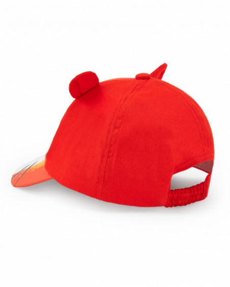 Red cap for boys with ears and lion design