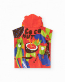 Poncho towel for boys with animal hood