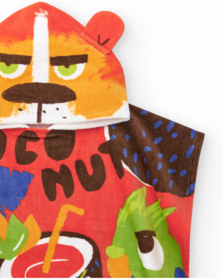 Poncho towel for boys with animal hood