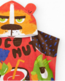 Poncho towel for boys with animal hood