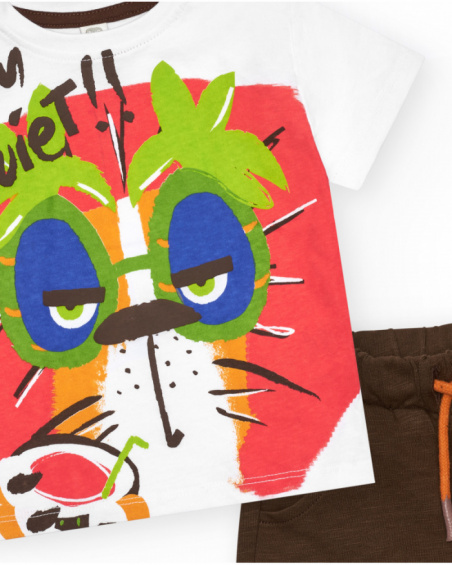 Boys' outfit with tiger T-shirt and brown bermuda shorts