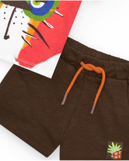 Boys' outfit with tiger T-shirt and brown bermuda shorts