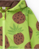 Green windbreaker for boys with pineapple print
