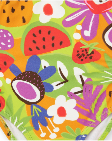 Trikini for girls with fruit print and ruffles