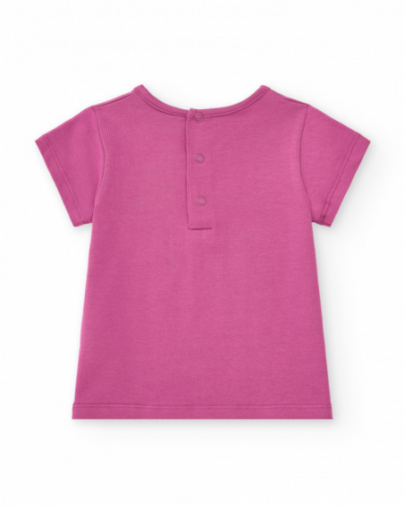 Lilac T-shirt for girls with tropical print and message Lilac T-shirt for girls with tropical print and message
