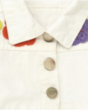 White flat jacket for girls with buttons and ruffled hem