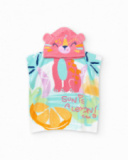 Poncho towel for girls with tropical print and animal hood