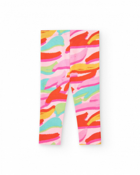Multicolor leggings for girls with abstract print and elastic waistband