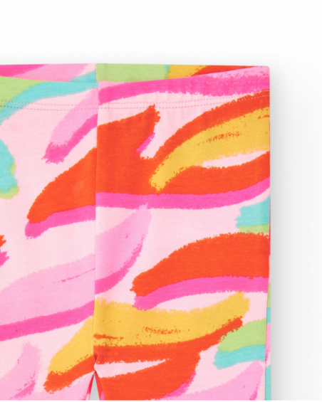 Multicolor leggings for girls with abstract print and elastic waistband