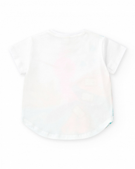 Girls' outfit with white hummingbird T-shirt and pink cycling leggings
