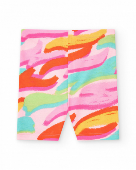 Multicolor cycling leggings for girls with artistic print