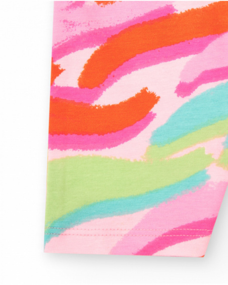 Multicolor cycling leggings for girls with artistic print