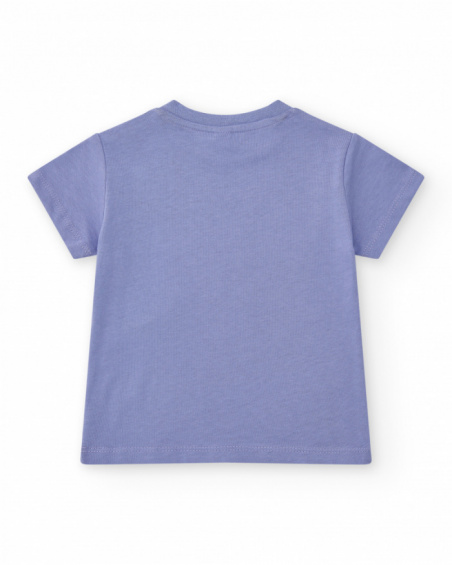 Lilac T-shirt for boys with dinosaur print and striking details