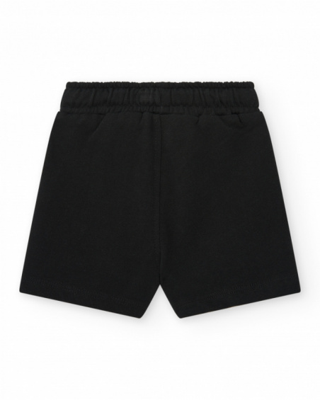 Black fleece shorts for boys with adjustable waistband