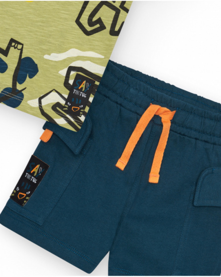 Boy’s green abstract print t-shirt and blue shorts set Boy’s green abstract print t-shirt and blue shorts set