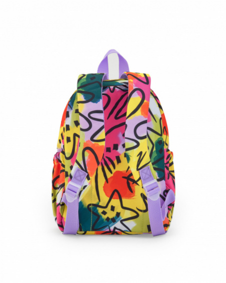 Multicolor backpack for girls with adjustable lilac straps Multicolor backpack for girls with adjustable lilac straps