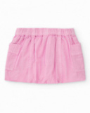 Pink skirt for girls with pockets and elastic waistband