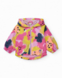 Floral windbreaker for girls in pink, yellow, and blue