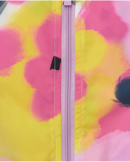 Floral windbreaker for girls in pink, yellow, and blue